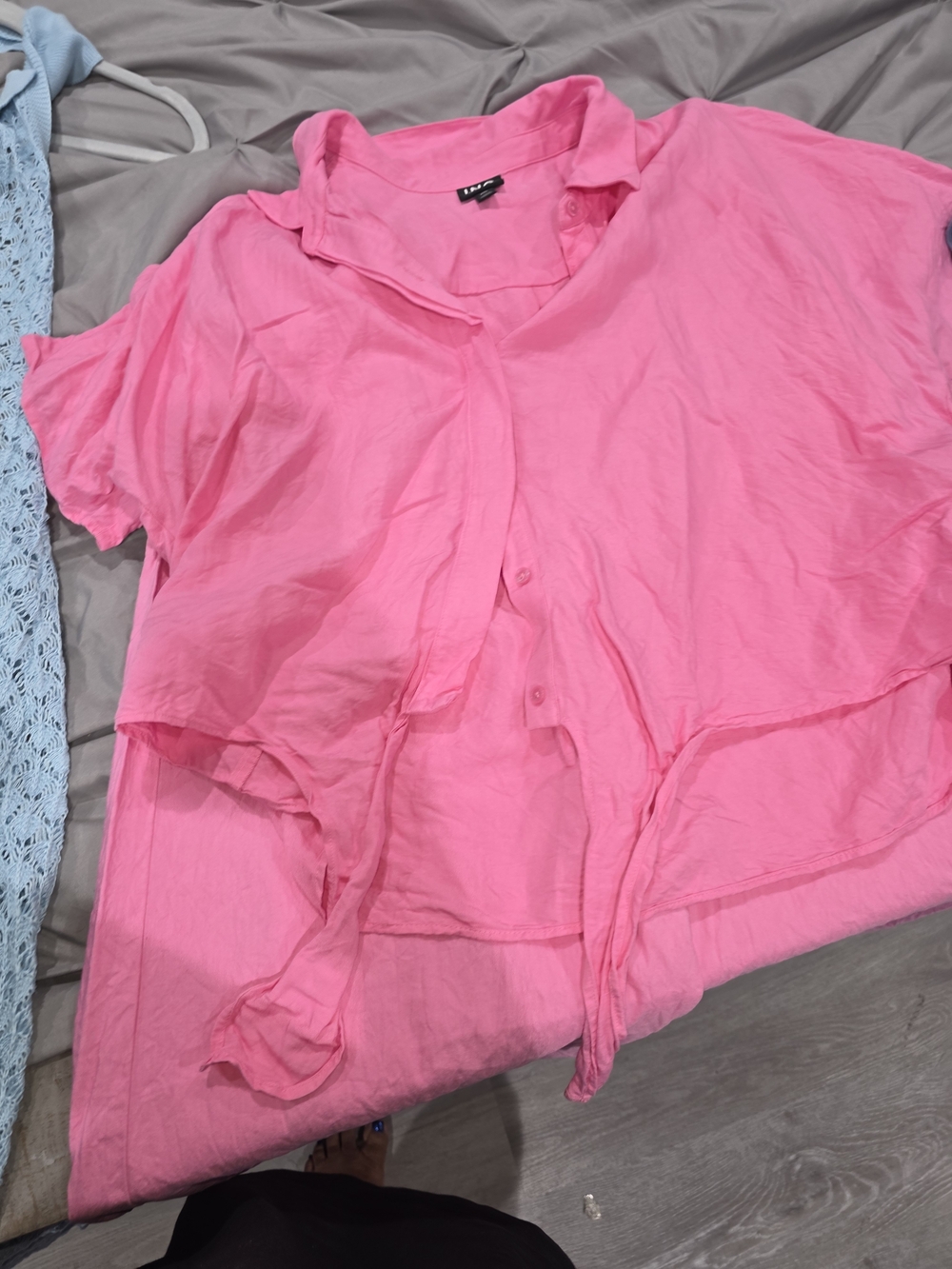 INC INTERNATIONAL LINEN Women's Pink Button-Front Layered Shirt